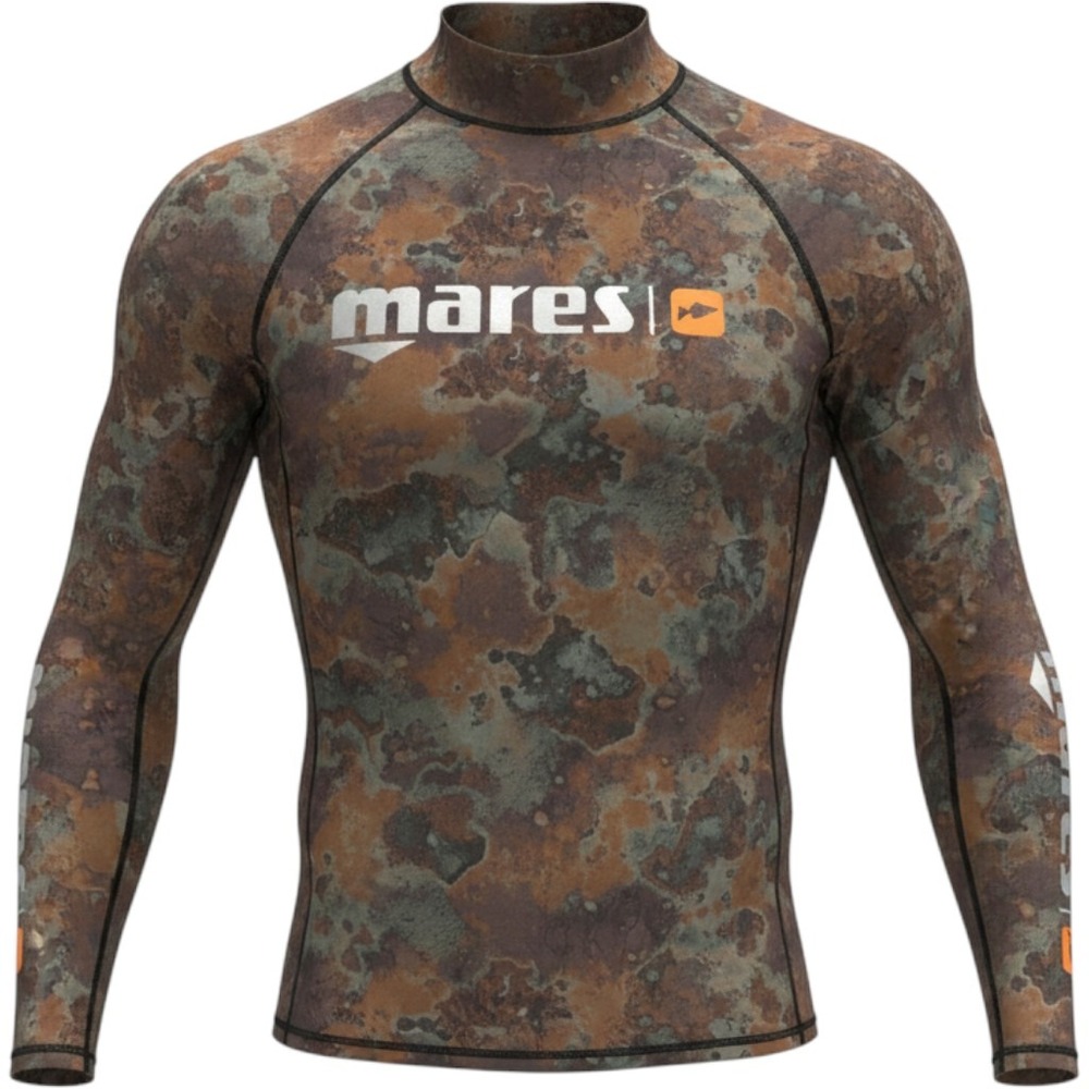 Mares Illusion Rash Guard Mens M Camo Long Sleeve Spearfishing Scuba Diving Swim